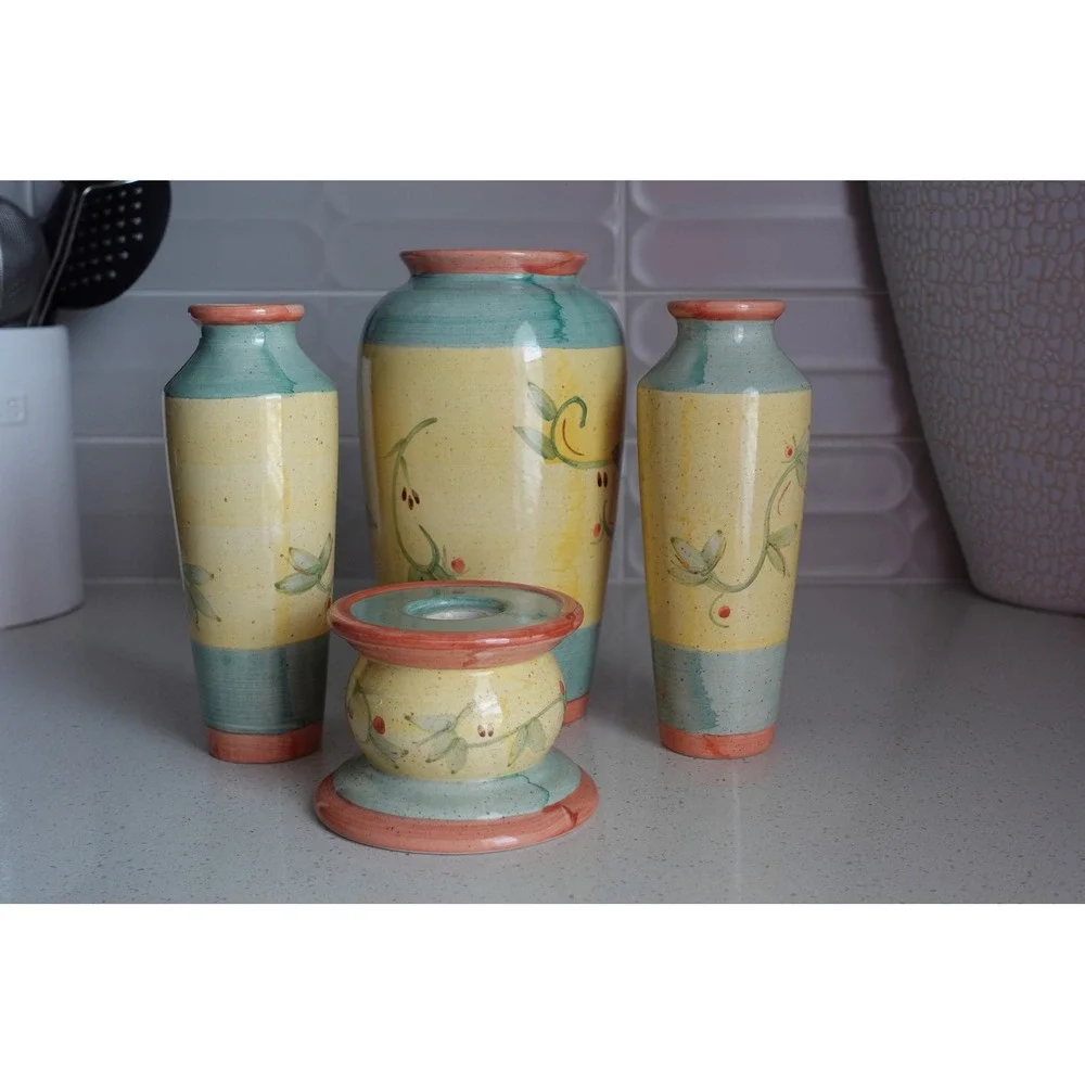 vintage‎ ceramic vases 70s retro style multi colors set of 4